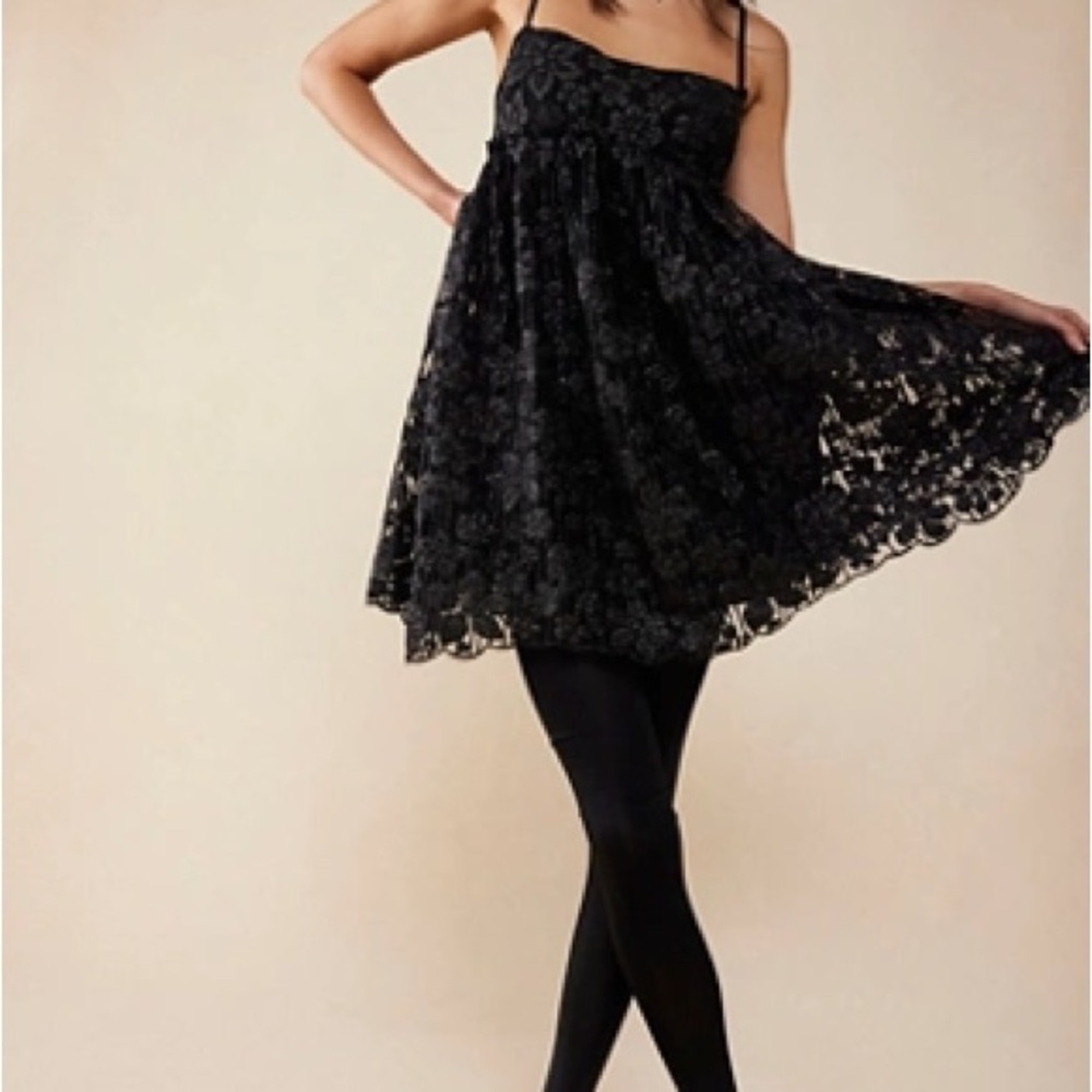 Free People Black Lace Mini Dress